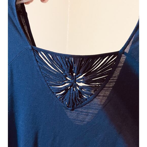 ANTHROPOLOGIE Vanessa Virginia Navy Tunic w. Woven Window @ Front, S - Picture 5 of 8